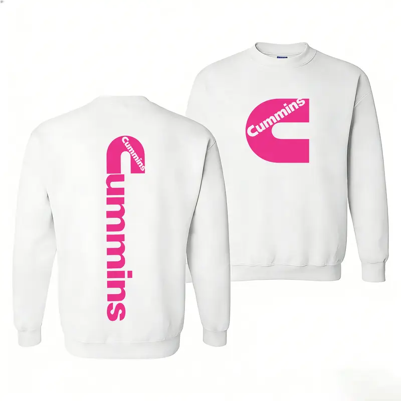 Stylish Cummins Pink Logo Sweatshirt – Fashionable unisex sweatshirt, suitable for both men and women, crew neck top, streetwear style.