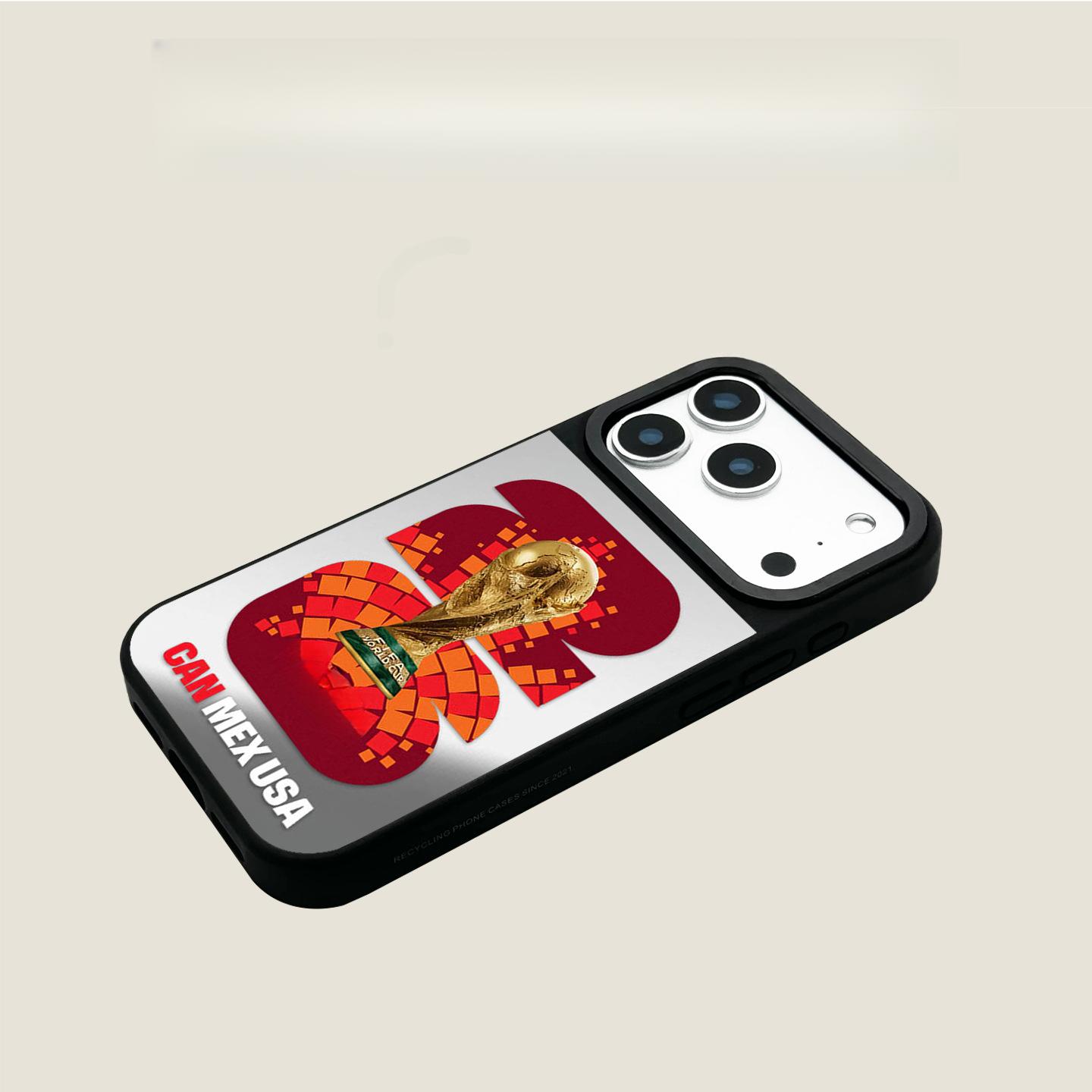 World Cup-themed iPhone 17 Pro Max phone case, magnetic, for Apple 16/15/14, silver frame, soft case