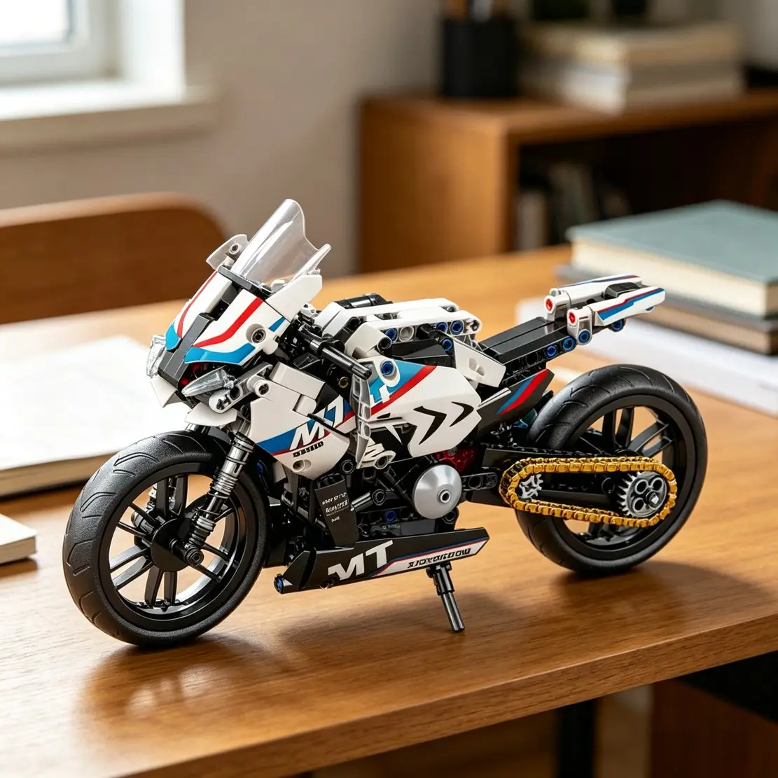 Super Cool Realistic Proportion Super Motorcycle Building Block Set, Home Decor, Desktop Display, Ideal Birthday Gift, Beautiful Box Packaging