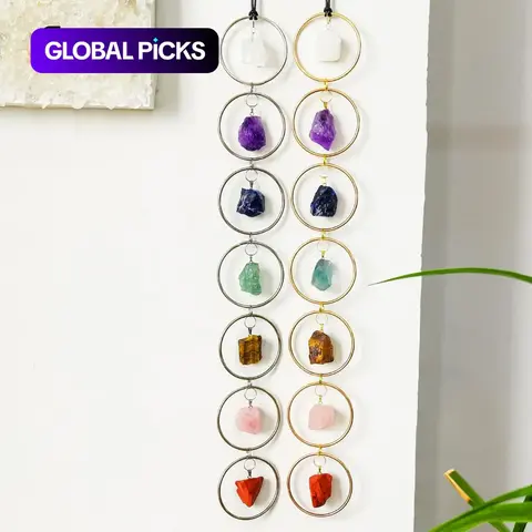 Natural 7 Chakra Stones Raw Crystal Gemstone Hanging Ornament, Tree of Life Wall Hanger, Tumbled Gemstone Meditation Ornament, Chakra Healing Crystals, Crystal Decoration, Crystal Ornaments #GLOBAL PICKS