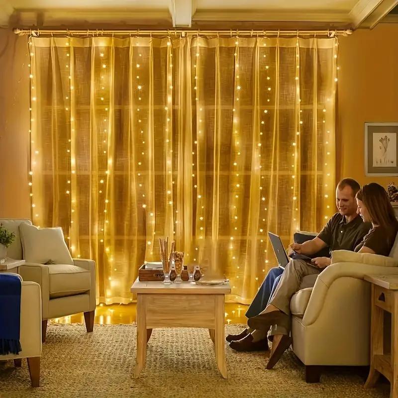 LED Curtain Light String, USB Powered LED Curtain Light String, Decorative Interior LED Lights String For Wedding Bedroom Living Room, Adjustable Led Lights