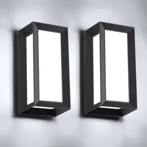 Outdoor Light Fixtures Wall Mount 2 Pack, 3 Colors & Dimmable, Exterior Wall Lights for House, Front Porch & Patio (Rectangle)