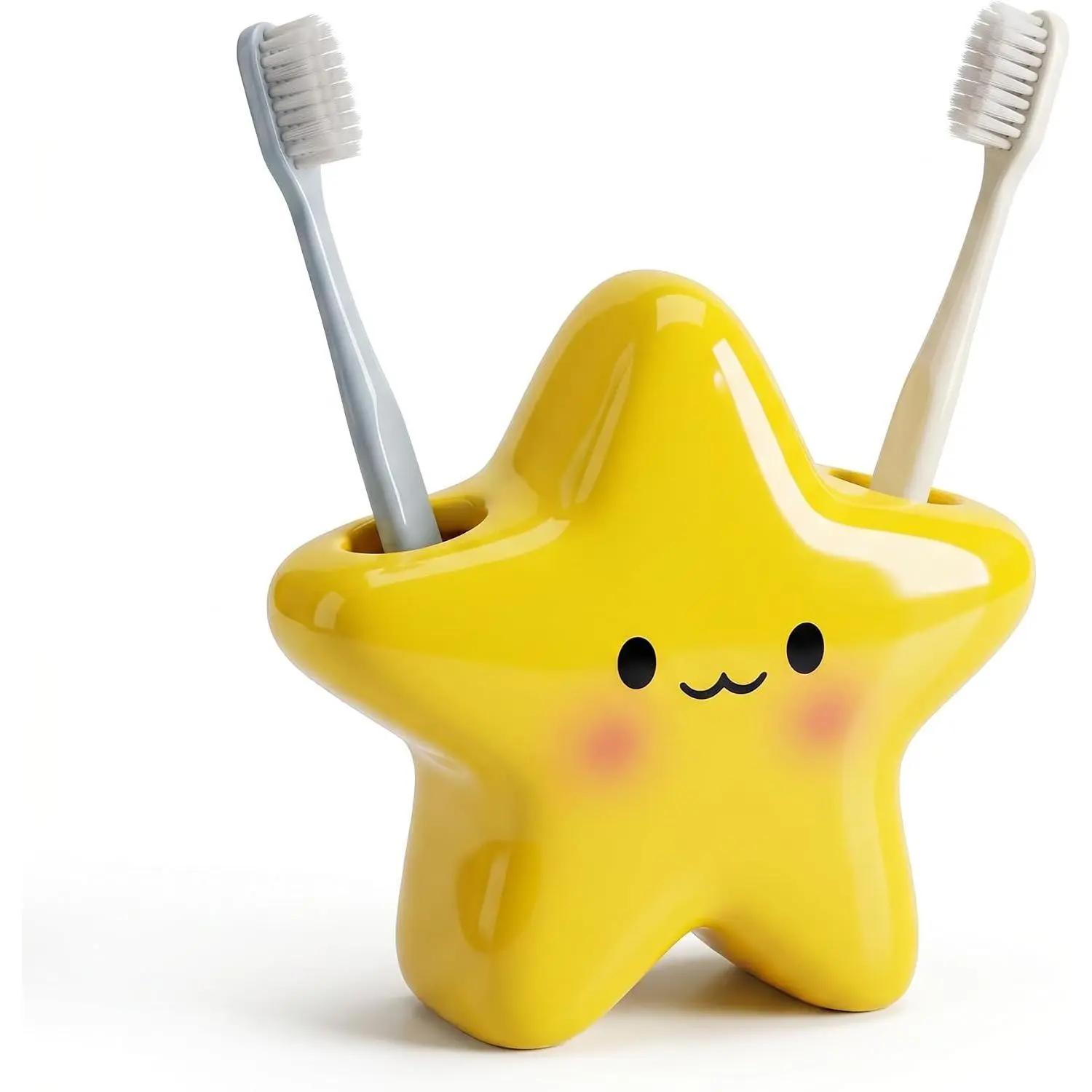 Cute Star Toothbrush Holder Bathroom Suitable - Double Brush Storage Cartoon Design Household Countertop Storage Rack Compatible with Multiple Toothbrush Brands
