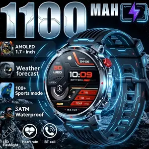 T-Rex3 Ultra Smartwatch, 1100mah Battery, 1.7" Digital Screen, Bluetooth-compatible Connectivity, Heart Rate Tracker, 5atm Water Resistant HT45WATCH