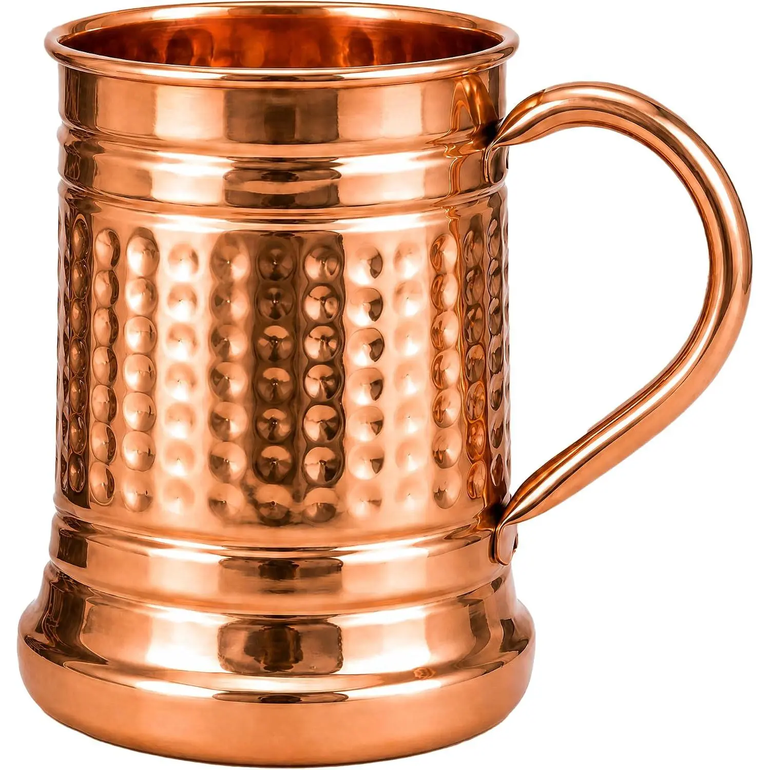 99.99% Pure Copper Moscow Mule Mug 18 Oz, Hammered Copper Tankard  Stein with Anti-Slip Bottom, No Inner Lining, No Coating, No Lacquer, for , Mocktails & Cold Drink