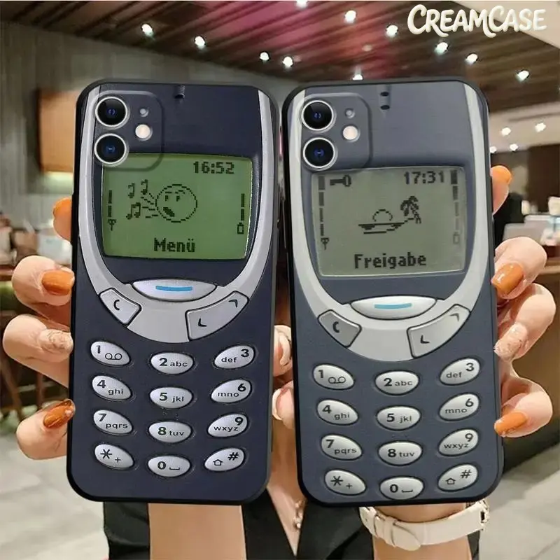 Retro cassette radio-style phone case with 2D flat printing; compatible with Apple iPhone 11, 12, 13, 14, 15, 16 Pro Max, XR, X, XS, 7, 8 Plus, Mini, and SE (2020/2022).