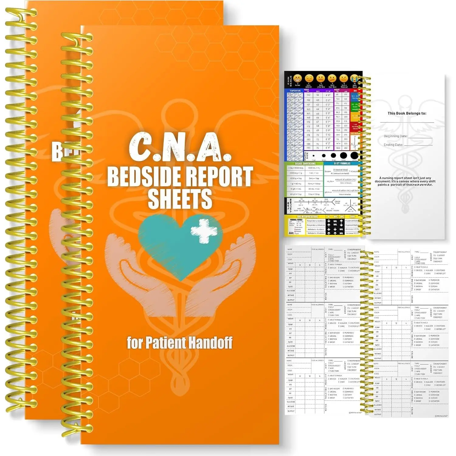 CNA Report Sheets,  Report Books Set of 2, CNA Essentials, CNA Appreciation,  for CNA, CNA Student , and SBAR Report Book