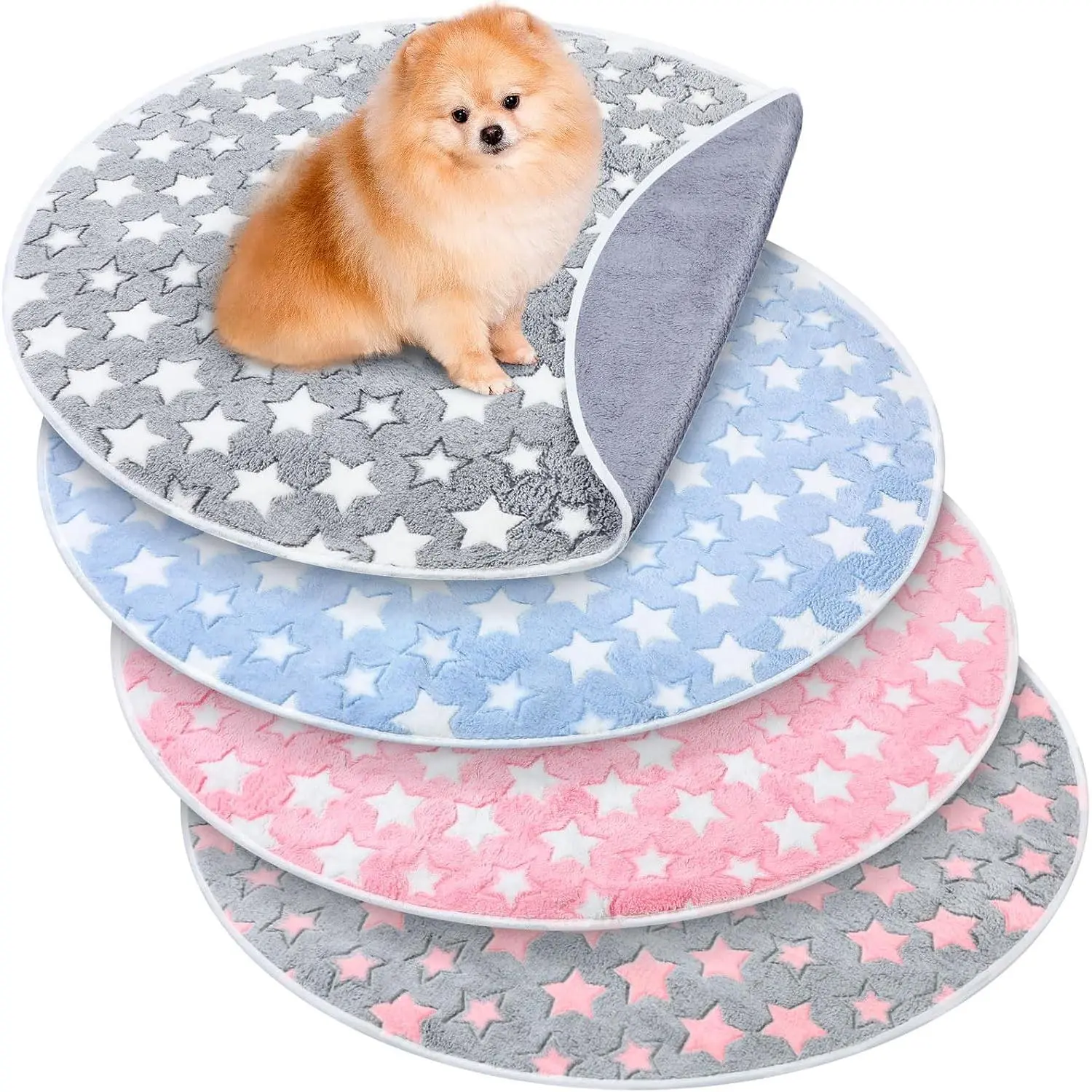 4 count Round Whelping Pee Pads Washable for Dogs    Mats  Puppy Whelping Pads Non Slip   Bed Mat for Crate Kennel(Large ,32 Inches)
