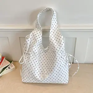 New polka dot tether bow sweet wind niche large capacity bag women
