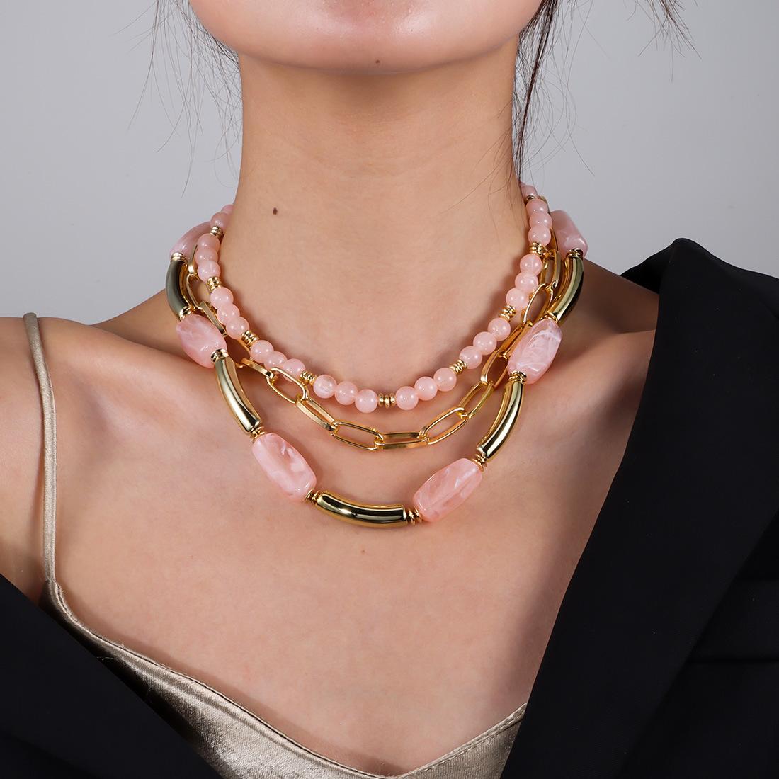 Multi-layered beaded necklace