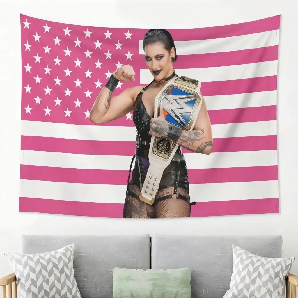 1pc WWE Rhea Printed Polyester Tapestry - Wrinkle-Resistant, Lightweight Backdrop Banner, Indoor Wall Decor for Bedroom, Birthday Party Photo Prop with HD Colors