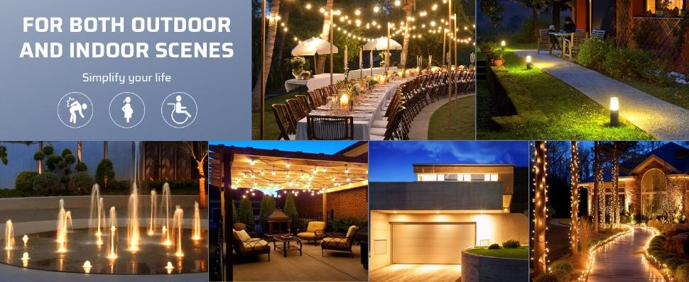 L-PSP001  Outdoor Remote Control Outlet, Wireless Remote Outlet Power Switch, Weatherproof 15 A Heavy Duty Electrical Plug, 3 Grounded Outlets for String Lights, 100Ft Range, UL Listed