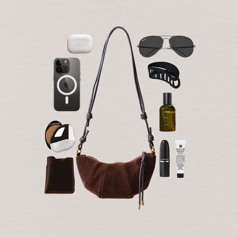 KatchMe Women's Vintage Solid Color Suede Crescent Shoulder Bag, Classy Zipper PU Crossbody Bag with Inner Pocket, Casual Bags for Fall & Winter