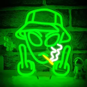 Alien Neon Light Sign Alien LED Neon Light for Wall Decoration, Adjustable Brightness, USB Powered, Bedroom, Bar, Party, Home Decor, LED Neon Signs