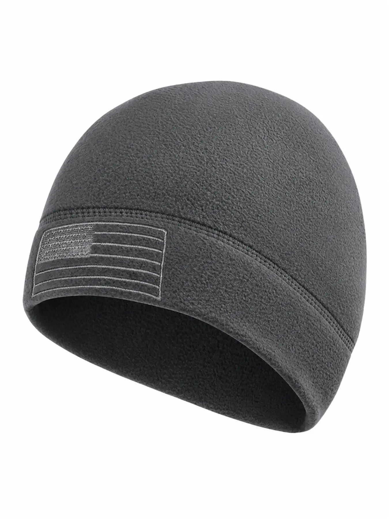 Tactical Fleece Beanie for Men American Flag Embroidered Winter Warm Watch Cap Soft Windproof Skull Cap for Hunting Fishing Outdoor