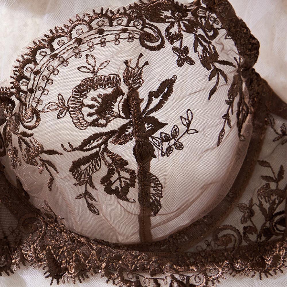 Polyester fiber mesh comfortable underwear set for women, simple and elegant, push-up adjustable bra set