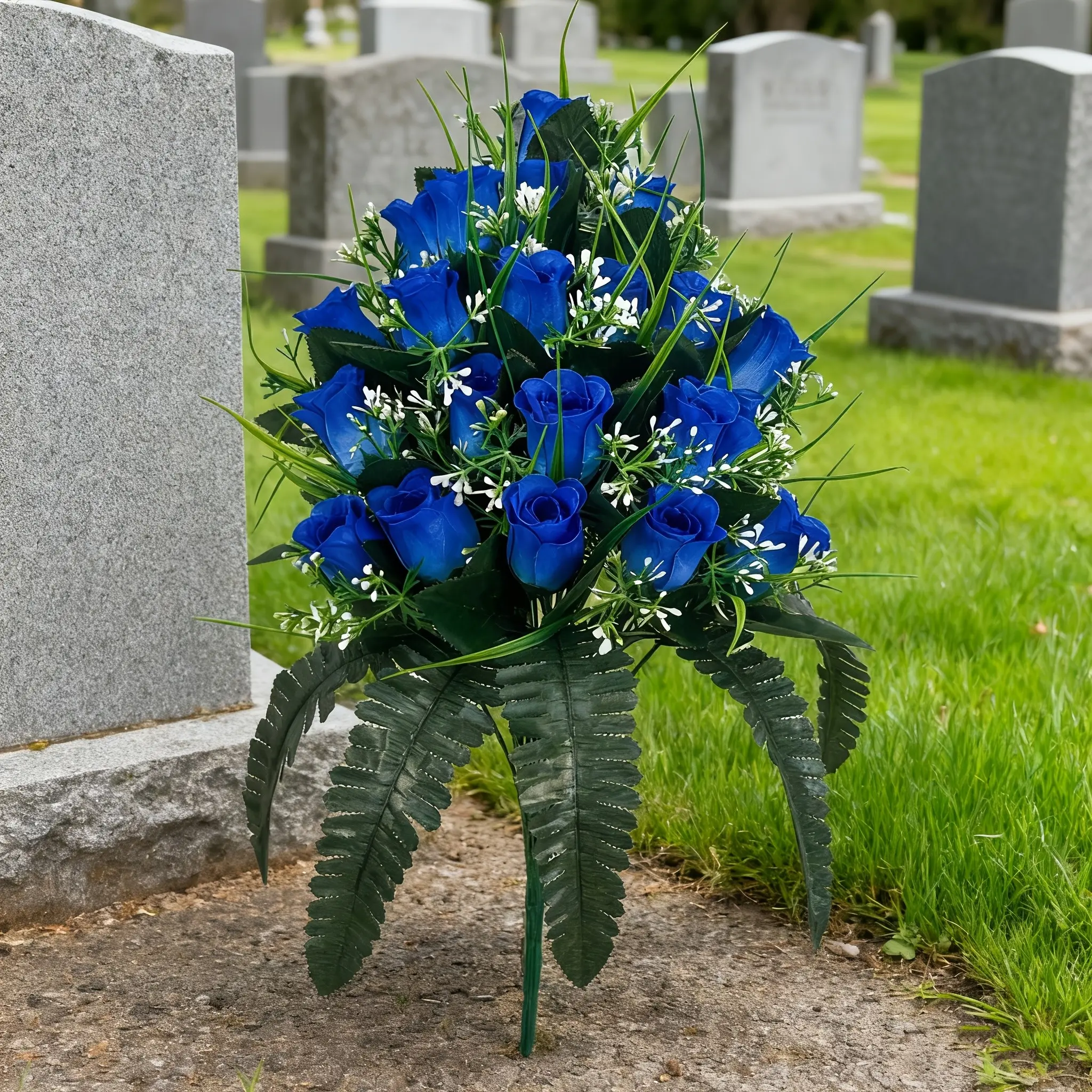 1pc 24 Artificial Plastic Rose Bouquet, Ideal for All Seasons and Festive Decorations, Perfect for Funeral and Cemetery Decoration