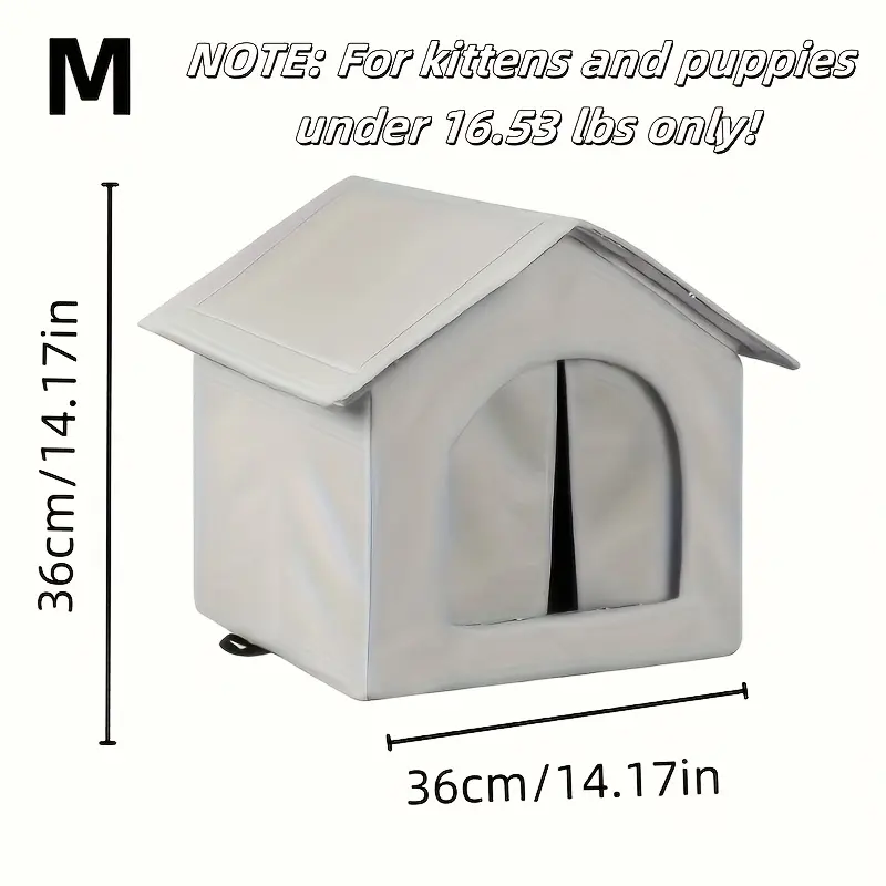 Outdoor Cat House and Dog Kennel with Insulated Foam Layer, Easy to Assemble, Windproof Oxford Cloth Shelter for Cats and Small Animals, Spacious and Durable Pet House Suitable for Homeless Cats, Rabbits, Etc., All-Season Protection
