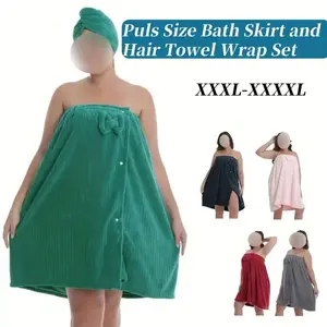 Women's Plus Size Xxl-Xxxxl Bathrobe Set, Lightweight Spa Robe, Adjustable Bathing Towel Wrap, Comfortable Body Wrap, Ideal for After Shower, Fabric