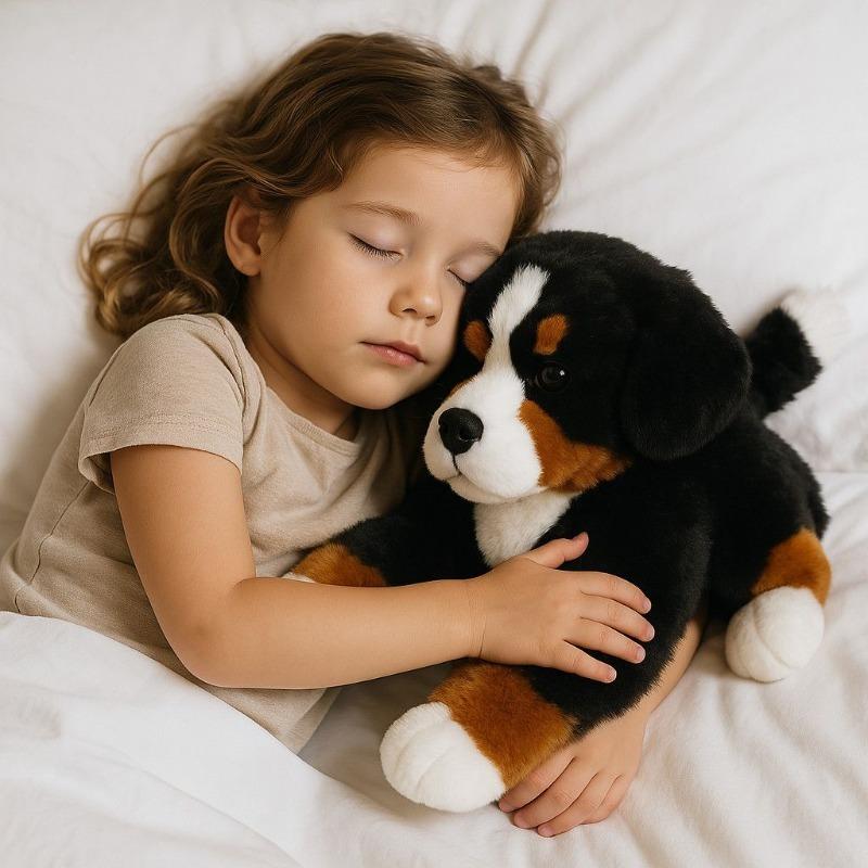 Realistic Bernese Mountain Dog Puppy Plush Toy Soft Fluffy Stuffed Animal for Home Sofa Desktop Decor Cozy Room Ideal Gift Girls