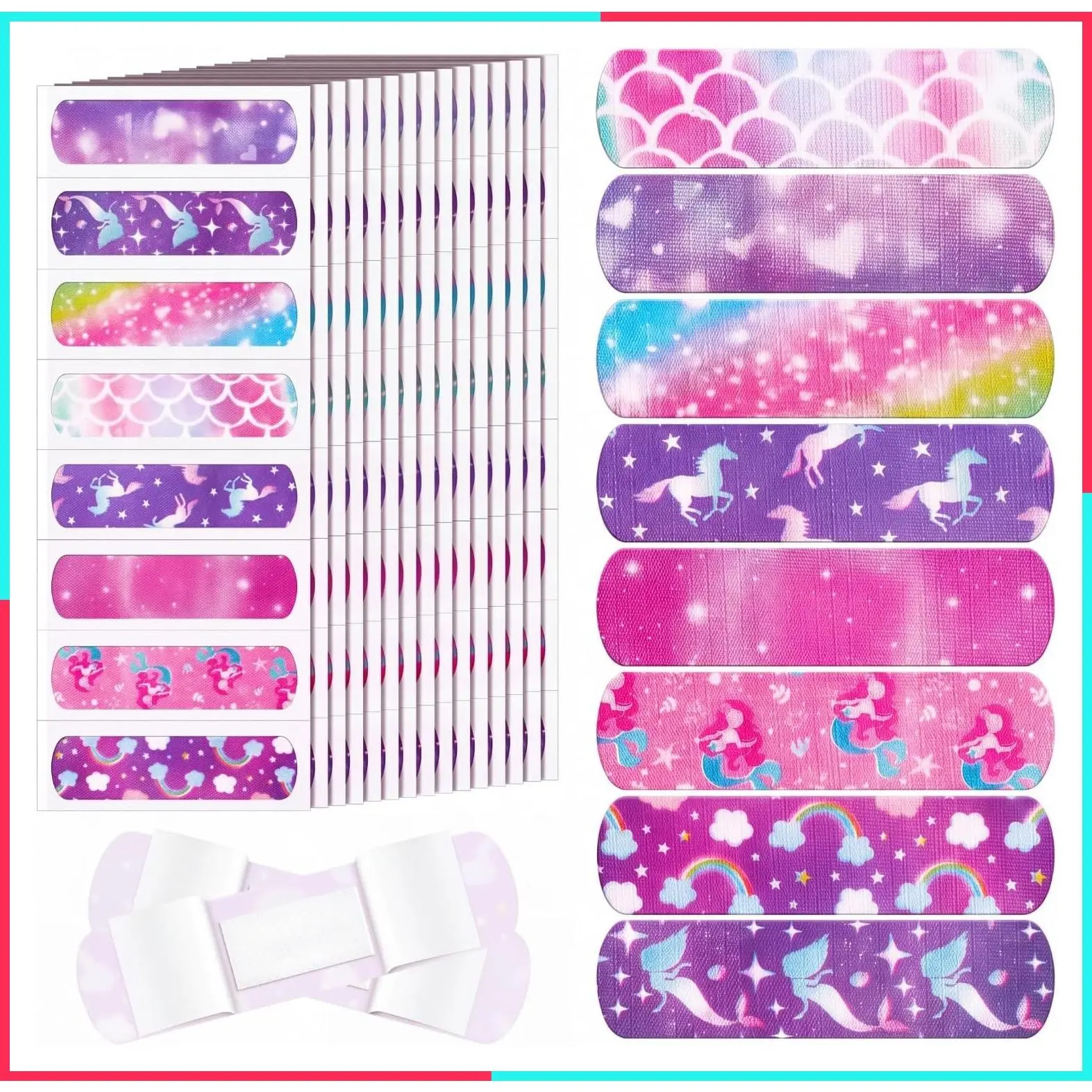 8 Styles Self Adhesive Kids Fabric Bandages, 120 Pcs Baby Wrap