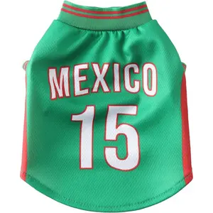 Mexican Pet Dog Sweatshirt, Summer Breathable Mesh Fabric, Football Team Jersey, Lightweight Football Casual Wear, Suitable for Small Dogs, Husky Clothes, Green, Medium