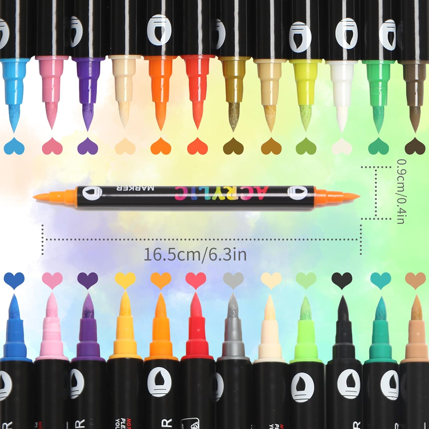 Acrylic Paint Marker Pen, 1 Set 12/24/36pcs Double Tip Double Color Acrylic Paint Marker Pen, Art Supplies for Rock Painting, Wood, Canvas, Stone, Glass, Acrylic Markers