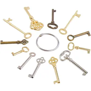 Skeleton Key Set, 12 Keys Universal Skeleton Keys Replacement for Vintage Old Furniture, Antique Furniture, Cabinet Doors, Grandfather Clocks, Old Style Cabinets or Doors
