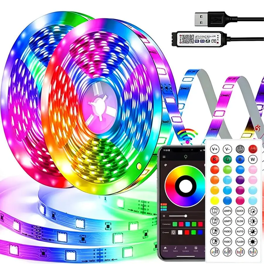 130FT Led Strip Lights Sync Color Changing With Function, Led Lights With Smart App Control Remote Led Lights Bedroom Room Lighting Flexible Home Décor Christmas And Halloween Lighting Decorations