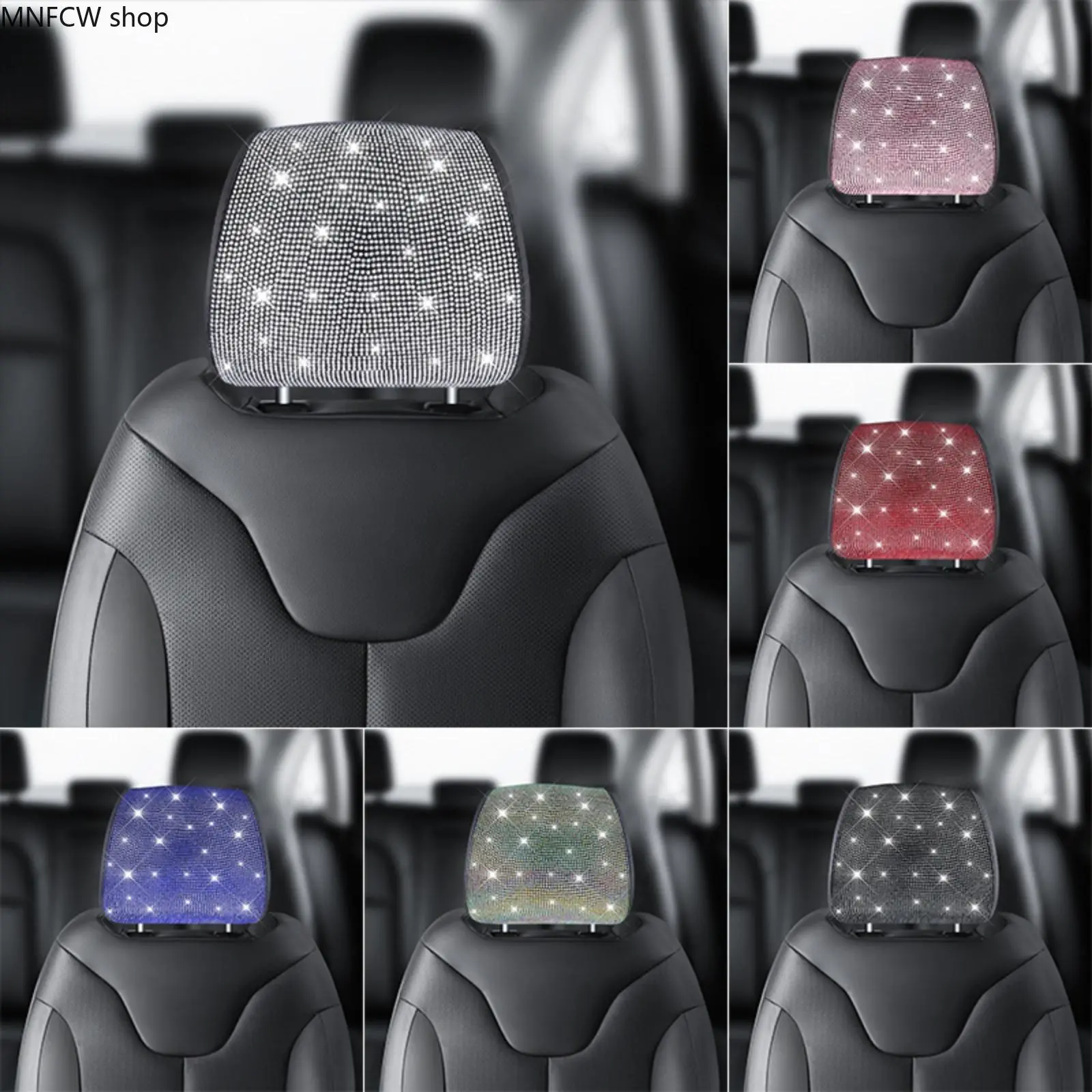 Car Headrest Pillow Cover with Rhinestone Trim, Breathable Cooling Ice Silk Cushion for Ladies', Universal All Seasons Fit, Car Accessories For Women, Cotton, Seat Cushion, Interior Car Accessories