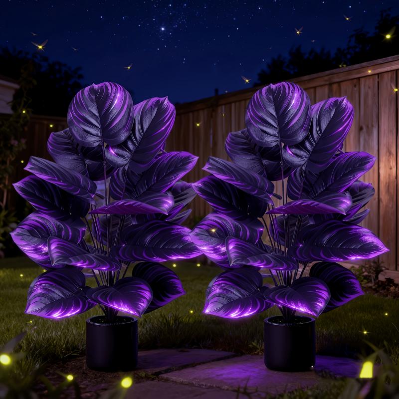 [For Outdoor Use] 2pcs Artificial Violet Plants, Dark Greenery for Outdoor Use, Home Decor, Store Displays, Photography Backdrops, and Office Spaces  No Pot Included