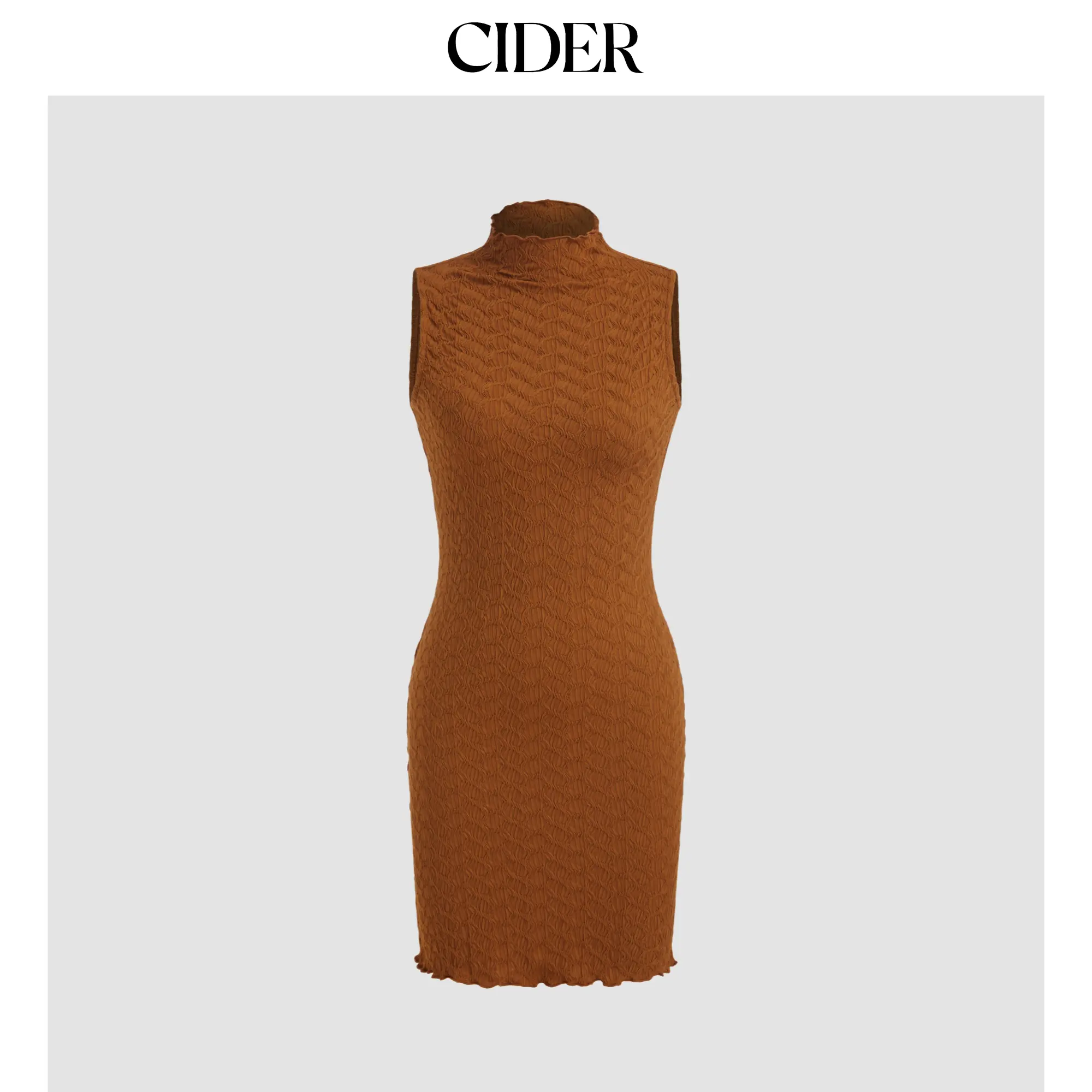 Cider [2 colors, size 0-10] High Neck Texture Solid Mini Dress SummerFinds