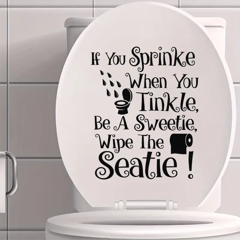 Funny Waterproof Bathroom Toilet Sticker With Humorous Phrases Bright Cartoon Designs Decorative Decal For Toilet Lids Jars Living Room Bedroom Home Decor Fun Bathroom Accessories