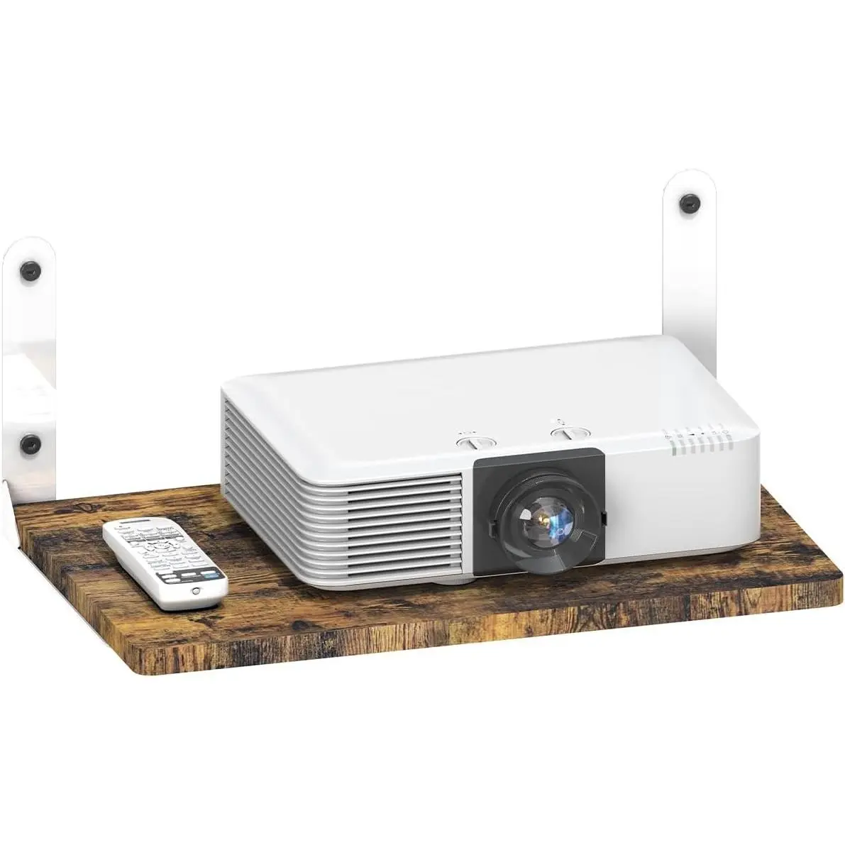 Wall-Mounted Projector Shelf Wooden Media Holder Holds Up to 24 lbs Floating Entertainment Shelves Furniture for Cable Box WiFi Router TV Box Game Console DVD Player White
