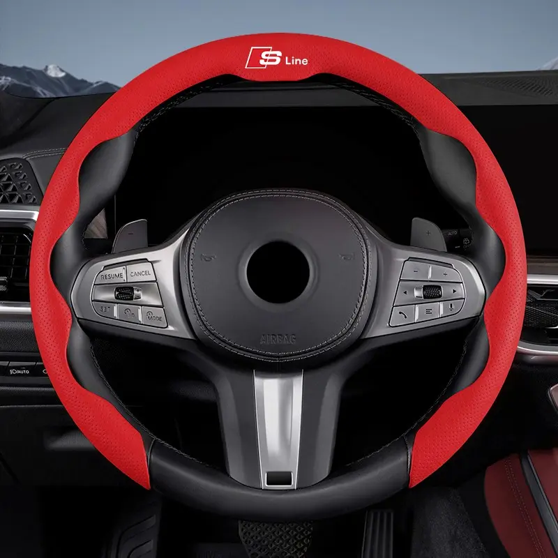 Car Steering Wheel Booster Cover Non-Slip Auto Interior Steer Protector Accessories For Audi Q7 A8L A5 A6 A7 Q8 A4 SQ7 S4 S8 S6 S7 S5 S3 SQ5 e-tron Q5 Q3 Q6 SQ6 SQ8 Q4 SQ2 A3 TTS Q2 A8 S1 A1 Quattro