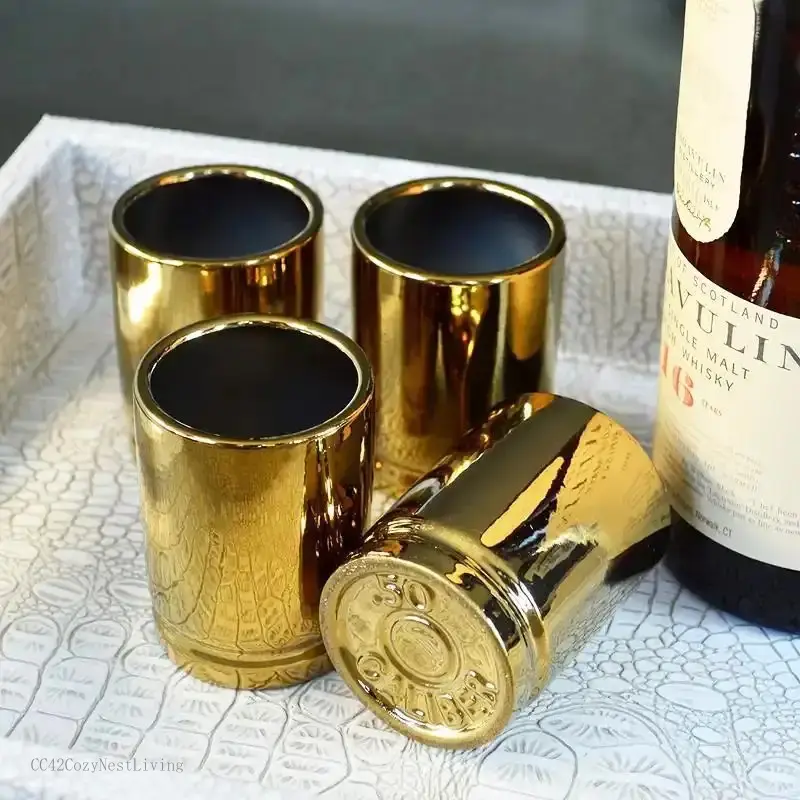 Shot Glasses Set, 4 Counts/set Reusable Whiskey Glasses, Espresso Wine Glasses for Vodka, Whisky, Tequila, Espresso, Spirits and Spirit, Stylish DrinkwareCC42CozyNestLiving