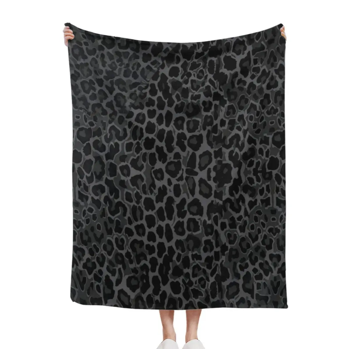 Leopard Print Throw Blanket, Soft Cozy Animal Print Blanket, Black Cheetah Flannel Blanket for Couch Bed Office Travel Home Decor Gift