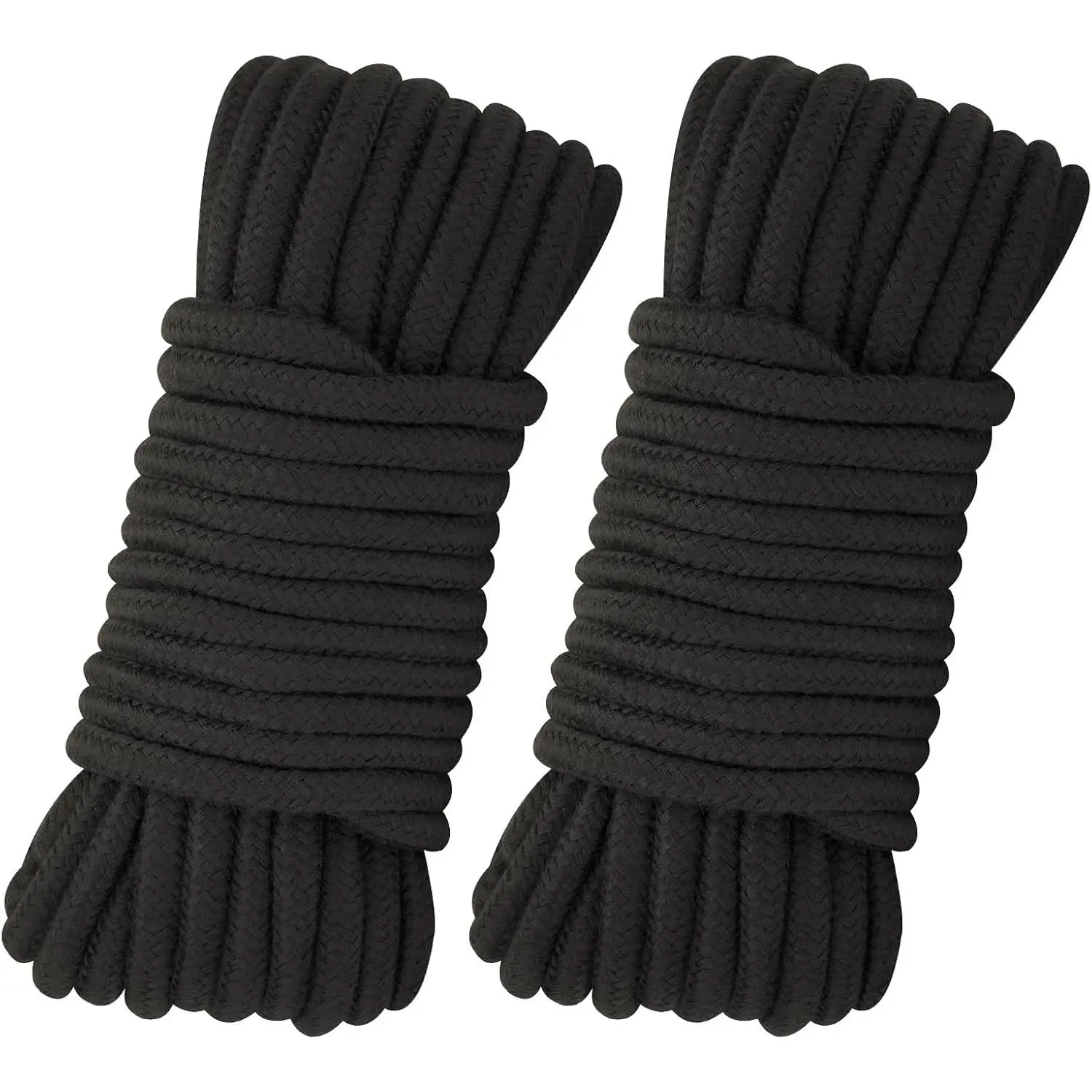 2 Pack 66ft x 8mm Black Cotton Rope - Soft Natural Cotton Cord for Hanging Clothes, Binding Luggage, Home DecorationGift