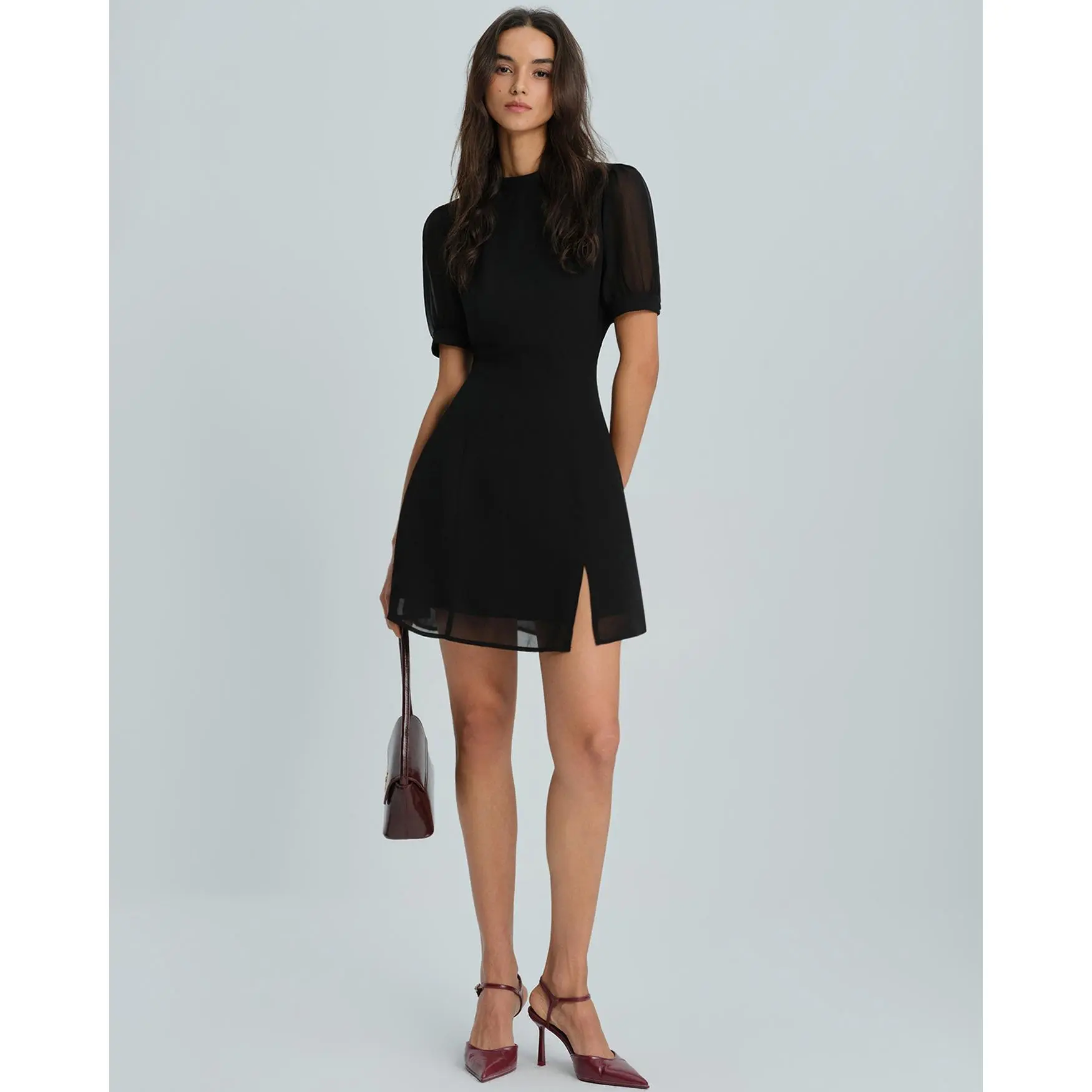 Black Mock Neck Mini Dress