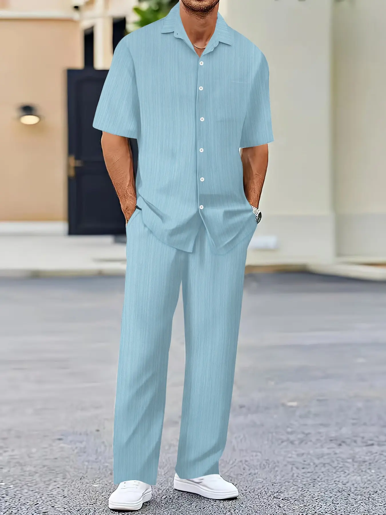 Men's Fashion Classic Shirt Set, Summer New Business Casual Shirt & Pants, Men's Clothing Ensemble, 2026 Trendy