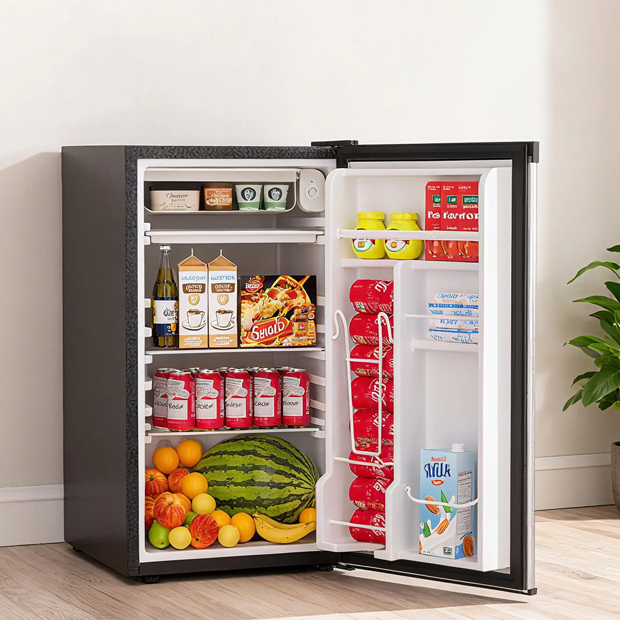 Space Saving 3.2 Cubic Foot Mini Refrigerator Freezer Combo, 38dB Ultra Quiet Energy Efficient Fridge with Custom Temp Control Reversible Door, Compact Cooling Unit for Dorm Small Apartment Office Bedroom