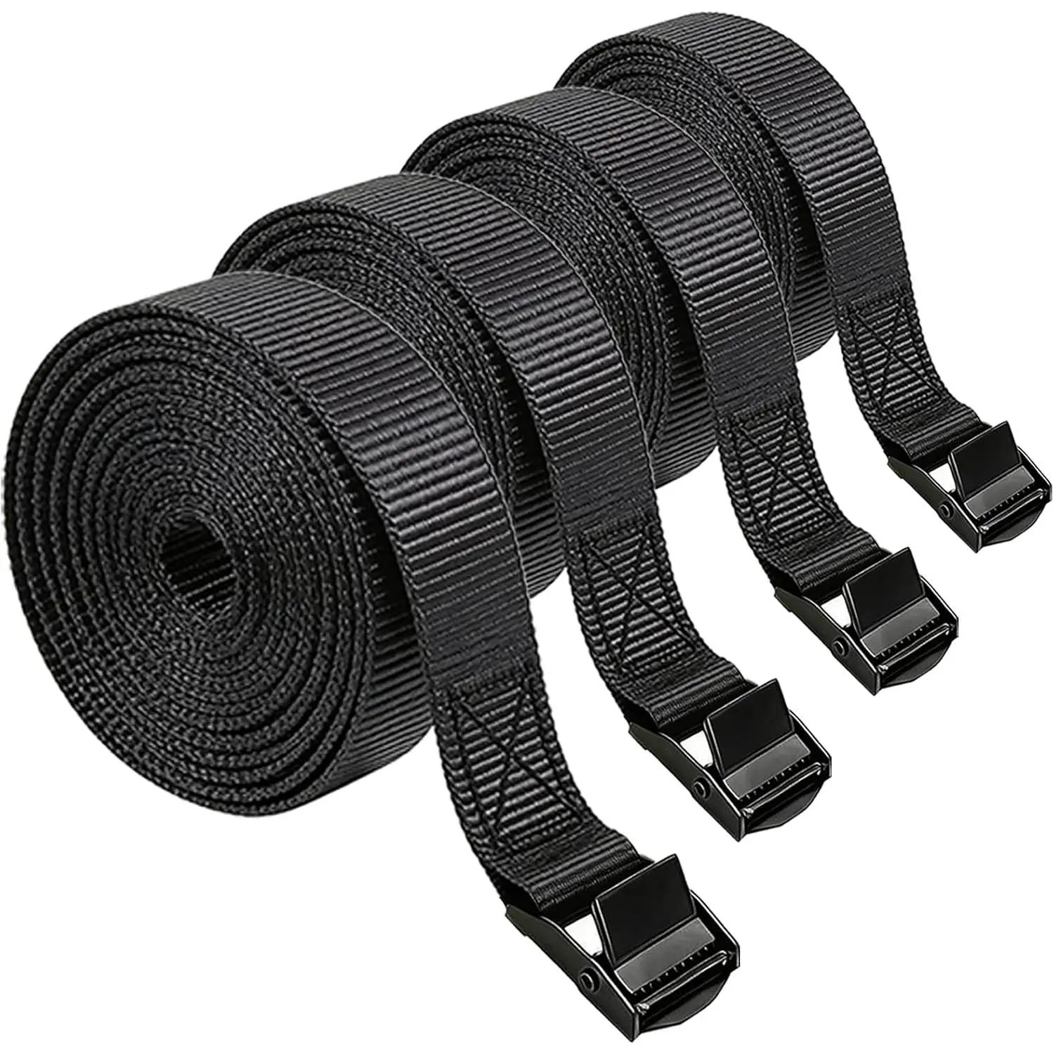 Lashing Straps with Buckles, 4Pack, 1 Inch × 5 , Cargo Tie-Down Strap | Adjustable Cam Buckle Straps for Storage Luggage ,,