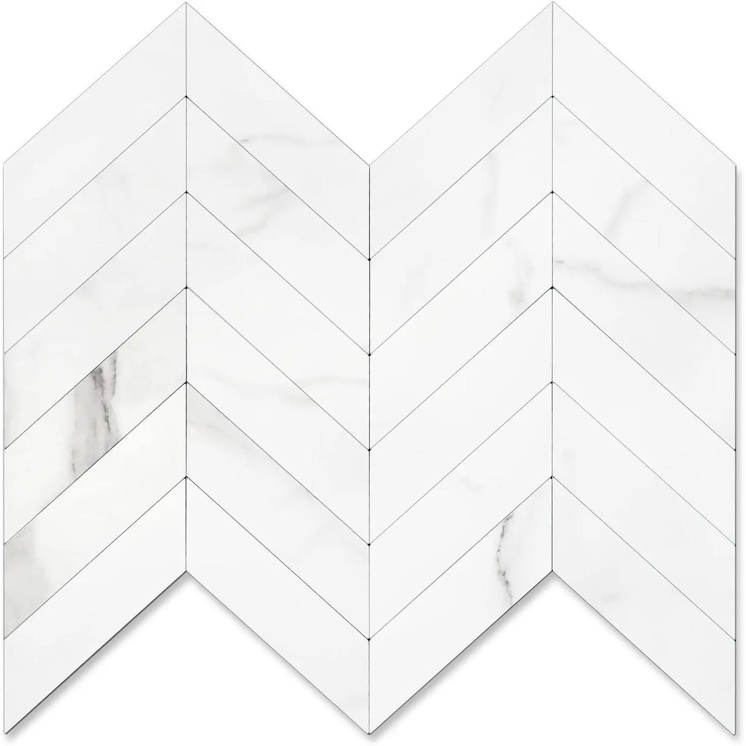Herringbone Tile Peel and Stick Backsplash for Kitchen&Bathroom | 1-Sheet Self Adhesive Wall Tiles, White Marble PVC Stick  Backsplash Tile for Kitchen,Bathroom,Laundry Room