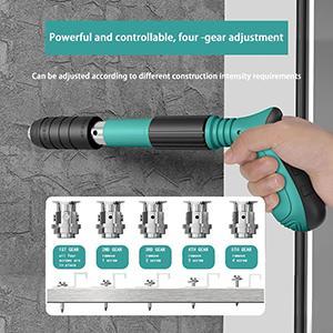 Concrete Nail Gun Kit with 50pcs Nails 5 Speed Adjustable Manual Steel Nail Gun for Red Brick & Concrete Walls Portable Impact Nailgun Metal Low Noise Household Decor