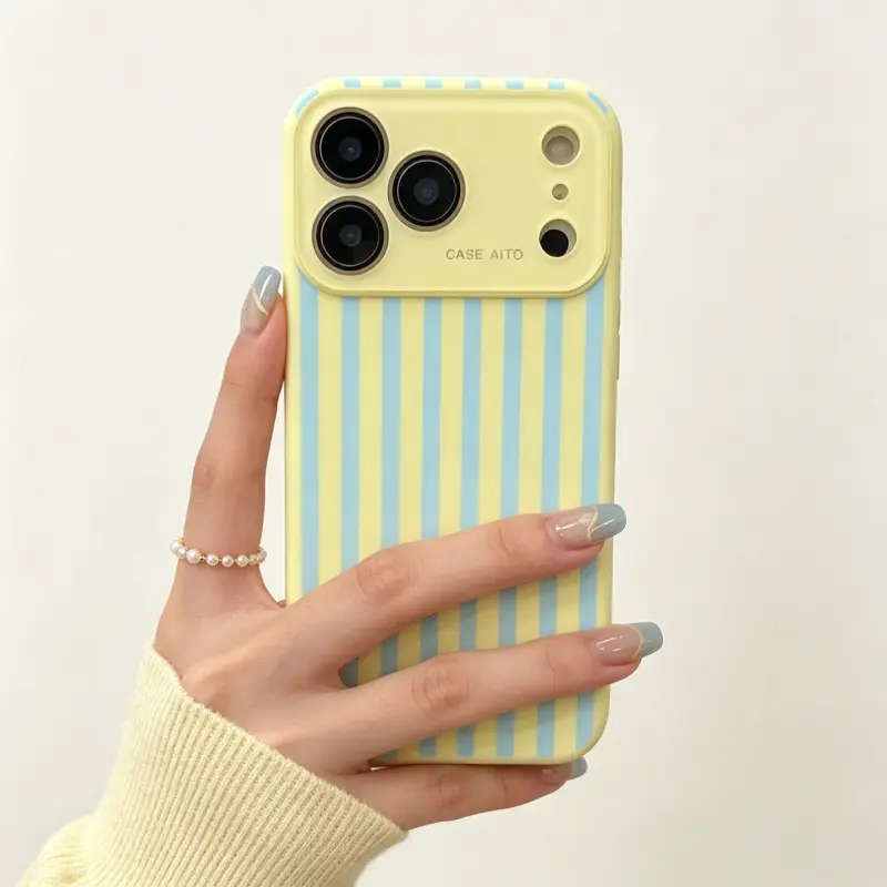 Bold High-Contrast Candy Stripe Soft TPU Phone Case - Retro Summer Aesthetic Accessory with Vintage Vibe, Skin-Friendly Silky Touch, Shockproof Full-Wrap Cover, Full Acrylic Lens Protection, Luxury Crystal Texture Eye-Catching Trendy Accessory