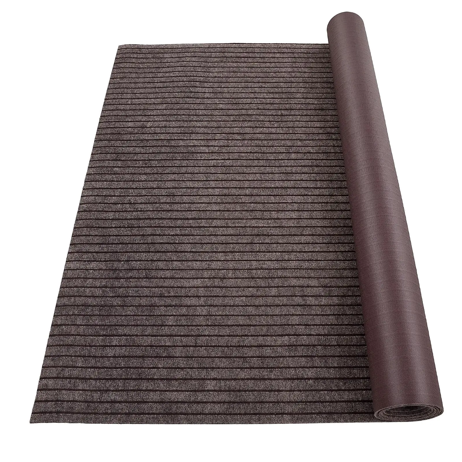 GARVEE6FT x 23FT Stripe Brown Marine Carpet, Waterproof Indoor/Outdoor Rug with TPR Non-Slip Backing for Boat, Patio Deck, Camping, and Outdoor Use