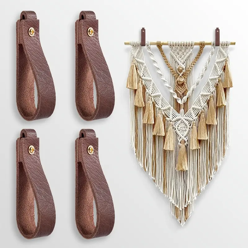 4PCS Wall Mounted Multifunctional PU Leather Hooks