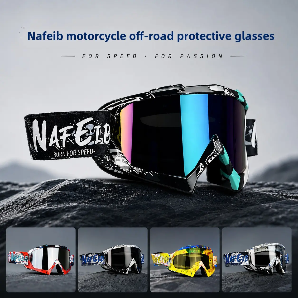 Off-road goggles for skiing, cycling, and motorcycling, UV400 anti-ultraviolet protective eyewear, anti-explosion, windproof, and sandproof sports glasses NAFEIB Dirt Bike Goggles – UV400 Anti-Fog Lightweight TPU Frame.Outdoor Must-Have!