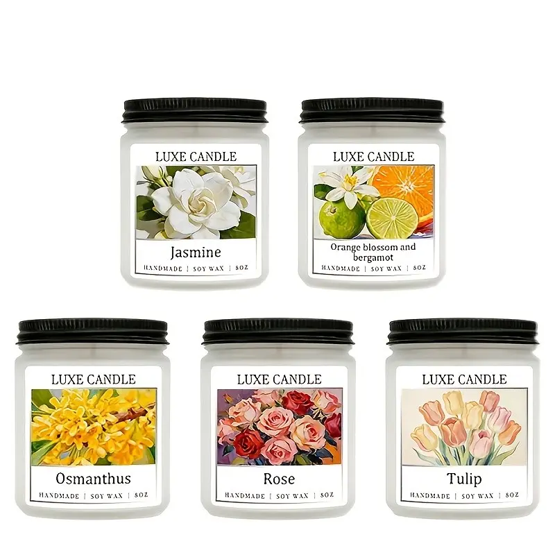 Floral Scented Candles - 12-Hour Long Burn, Soy Scented Candles, Rose Candles, Home Furnishings, Valentine's Day Gifts, Interior Decor