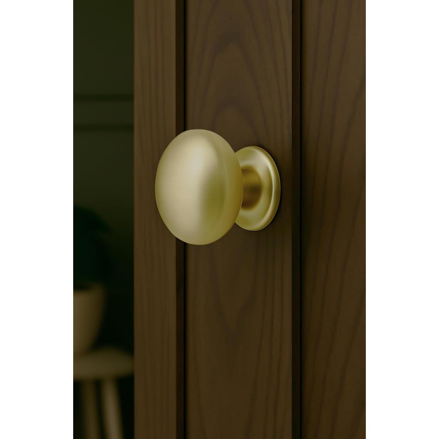 4-Pack Brushed Satin Brass Large Bi-fold Closet Door Knobs with Wide Base Backplate, Round Wardrobe Folding Kitchen Cabinet Knobs, 1-1/2 Inch Furniture Drawer Pulls Handles 4-Pack Brushed Satin Brass Large Bi-fold Closet Door Knobs with Wide Base Backplate, Round Wardrobe Folding Kitchen Cabinet Knobs, 1-1/2 Inch Furniture Drawer Pulls Handles
